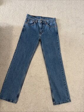 Levi's 516 Denim Jeans in Medium Blue with Tan Patch